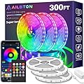 AILBTON 300ft Led Strip Lights(3 Rolls of 100ft led Lights) Ultra Long Led Light Strip with App Voice Control Remote,5050 RGB Music Sync Color Changing Led Lights for Bedroom,Party,Home Decoration