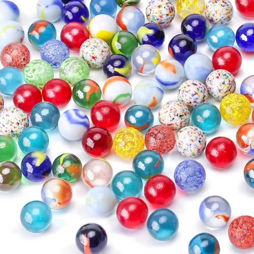 Hakacc Lot de 80 petites billes en verre pour enfants - Multicolore - Pour machine à jouer - Décoration végétale - 16mm