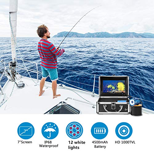 Anysun Underwater Fish Finder - Professional Fishing Video Camera with 7" TFT Color LCD HD Monitor 700TVL, CCD 15M Cable Length with Carry Case - Fun to See Fish Biting - Thumbnail 2
