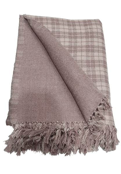 mamraj Men's || Camel Brown || Woven One side Checks & One side Plain Design Pure Wool Lohi/Woollen Shawl [50'' x 100'']-picture-10