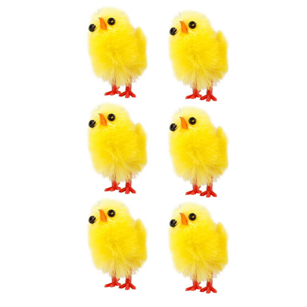 Ciieeo6Pcs Mini Easter Chicks Chenille Easter Chicks Easter Chenille Chicks Set for Easter Party Easter Egg Bonnet Decoration