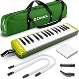 CAHAYA Melodica Instrument 32-Keys Green Double Tubes Mouthpiece Air Piano Pianica Keyboard Musical Instrument with Carrying Bag for Performance Gift CY0356