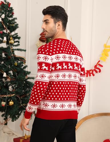 LecGee Couple Matching Christmas Sweaters Xmas Ugly Reindeer Snowflakes Knitted Pullover for Men Women3