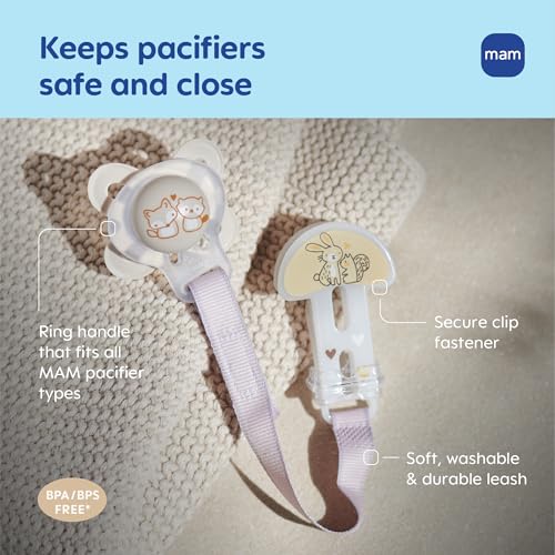 Image of MAM Universal Pacifier Clip Fits All Pacifiers & Teethers, 0+ Months, 2 Pk
