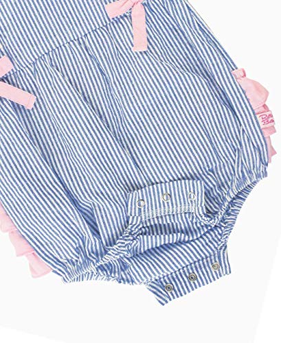 RuffleButts® Baby/Toddler Girls Blue Seersucker Ruffle Romper - 2T4