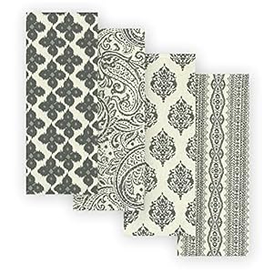 Elrene home fashions everyday casual prints assorted cotton fabric kitchen towels set of 4 17 x 28 gray 4 count  urban country home decor