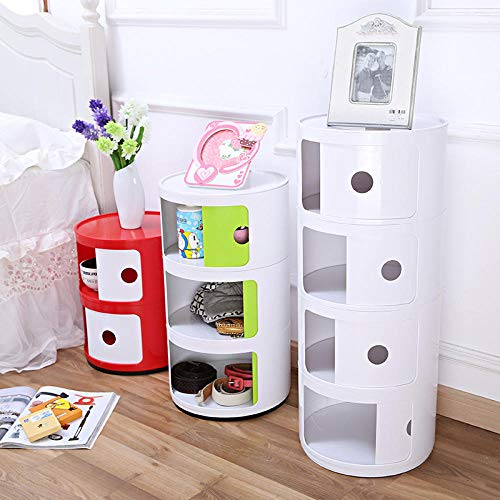 Mesita de noche redonda contra el desorden en dormitorios pequeños con armario modular de 4 capas 5