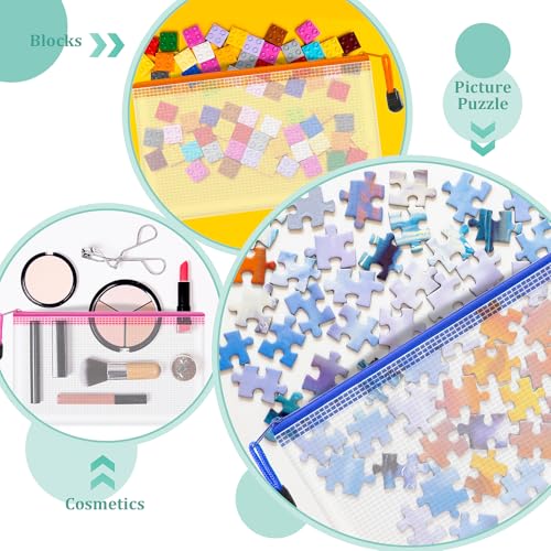 Image of 9pcs Small Zipper Pouch, 8.1x4.8 Inches Plastic Pencil Bags, 9 Colors Waterproof Zip File Bags, Small Mesh Bags for Classroom Home Organization, Office Appliances, Cosmetics Travel Storage