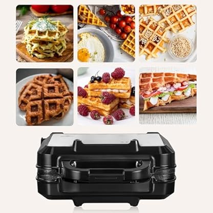 ZEEGMA GOFREE CHEF PRO Waffeleisen, hohe Leistung 1200 Watt, für belgische Waffeln, doppelt, vertikal, Antihaftbeschichtung, Temperaturkontrolle, Bereitschaftsanzeige, dicke Waffeln – Bild 6