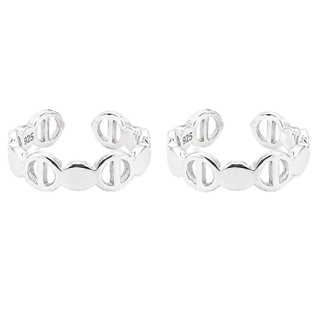 925 Sterling Silver Adjustable Band Style Toe Rings for Women | Designer Open Band Bichiya Pair | Lightweight Daily Wear Foot Jewellery | Cut Work-image-14