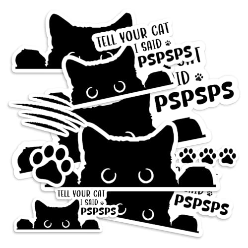 Image of TSHIRTAMZING 30PCS Tell Your Cat I Said Pspsps Car Sticker, Funny Cat Stickers,Vinyl Waterproof for Car Water Bottle Mug Passport Book Scrapbook Notebook Laptop Tumbler Skateboard Computer Phones