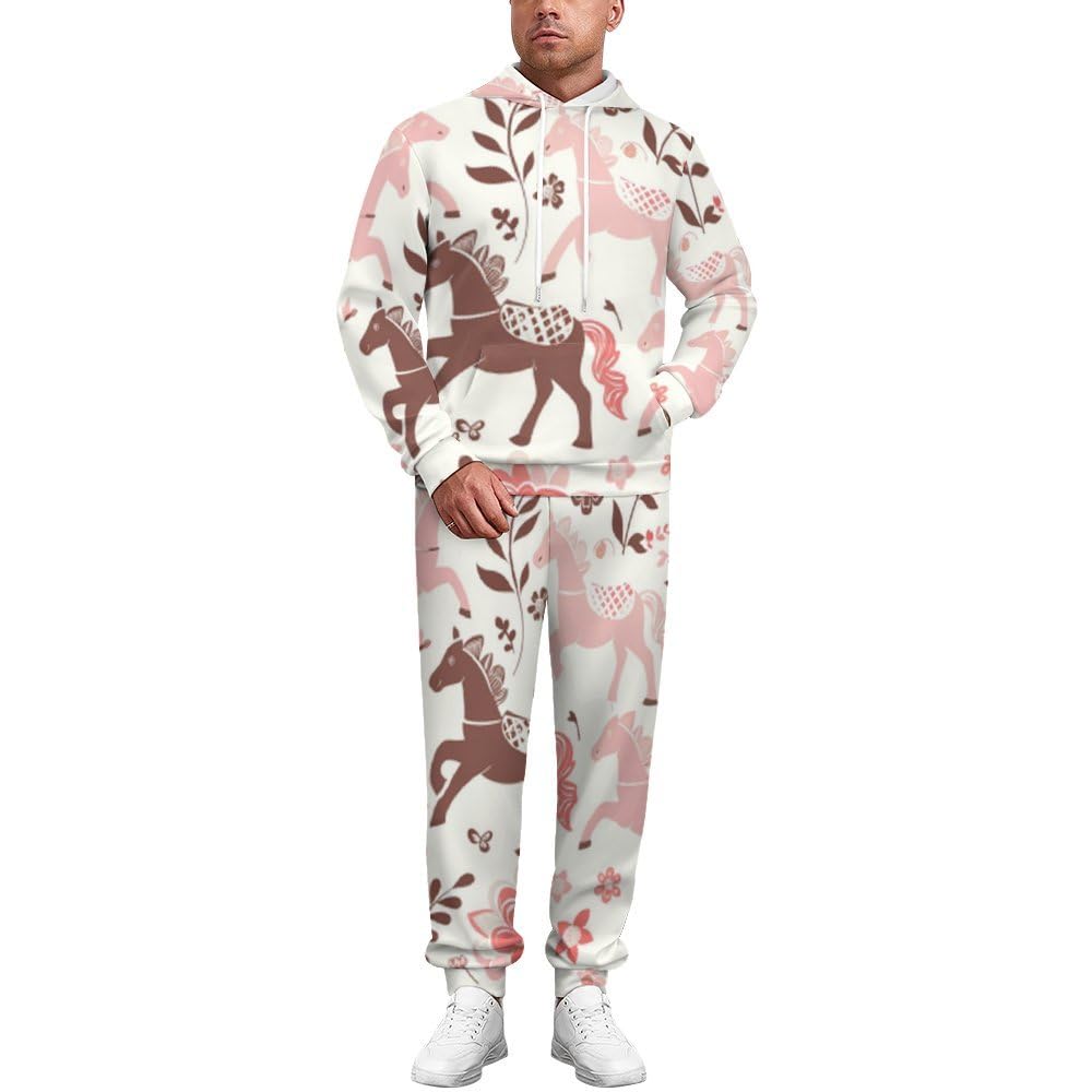 Ensemble sweat à capuche imprimé 3D cheval de jogging sport - 8
