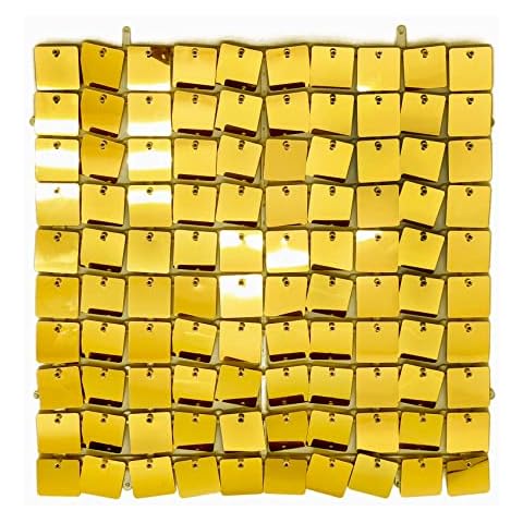 24 Panels Shimmer Wall Backdrop, UNIIDECO 24 Pieces Fiesta Decoration Large Sequin Wall Panels, Birthday Baby Shower Wedding Event Party Decor Shine Curtains, Advertising Signs Home Decor (Gold) Cover