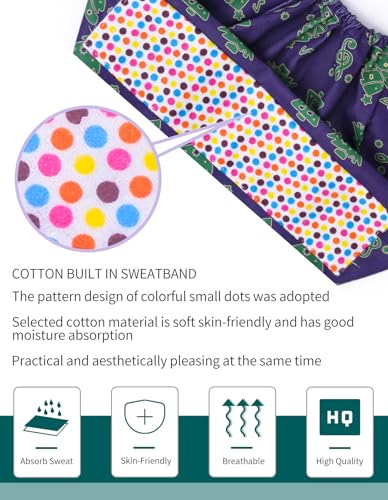 Image of Kousenpu Scrub Caps for Women, Adjustable Women's Surgical Cap with Buttons, Breathable Cute Design for Nurses and Doctors