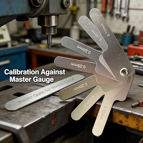 Telituny Ventil-Fühlerlehre, 7 Klingen 0.1-0.5mm Interdental-Messlehre, Fühlerlehre Ventilspiel Gap Breite Messwerkzeug, Edelstahl Gebogene Feeler Gauge Präzisions-Lehre, für Zahnkontakt-Messung