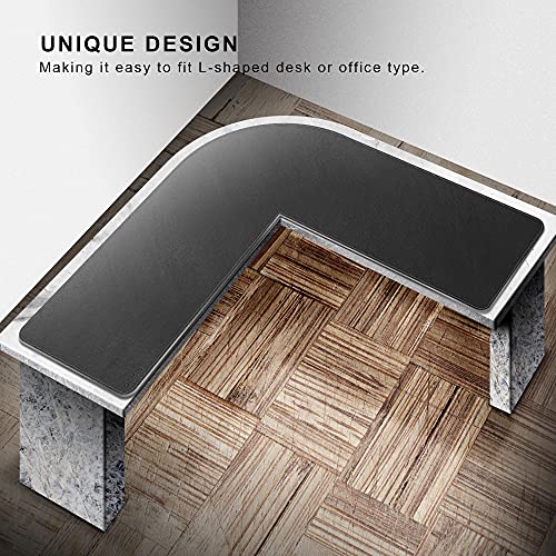 Image of Chihein L-Shaped Desk Pad (49.2 inch+ 49.2 inch) x 15.7 inch, PU Leather Corner Desk Mat, Computer Office Mouse Pad Writing Table Pad for Home Office - Black /Gray