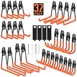 Garage Hooks, Anti-Slip Heavy Duty Wall Mount Hooks, 32-Pack