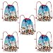 Produktbild A/A Weihnachten Geschenkbeutel mit Kordelzug 5 Stücke Weihnachten Beutel Weihnachts Rucksack Turnbeutel Kinder Weihnachtstüten Süßigkeiten Partyzubehör für Weihnachtsdeko (Stil B)