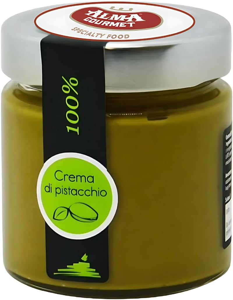 Alma Gourmet 100% Pistachio Butter Spread – Pure Pistachio Cream Paste Imported From Sicily, Italy – 100% Italian Pistachios -Only 1 Ingredient No Additives or Preservatives – 6.7oz (190g)