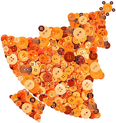 Swpeet 1000Pcs Christmas Orange Craft Buttons, 2 and 4 Holes Orange Round Craft Resin Sewing Buttons Suitable for Christmas Sewing Decorations, Art & Crafts Projects DIY Decoration - Orange
