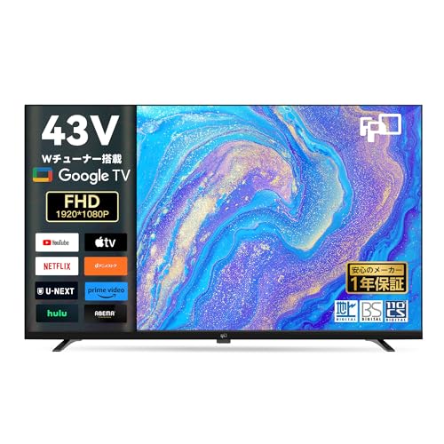 FPD 43C` er FHD X}[gGoogle TV _u`[i Google Cast R nger HDR10Ή Dolby Audio Wi-Fi Bluetooth HDMI LED VESAKiiJP43-P