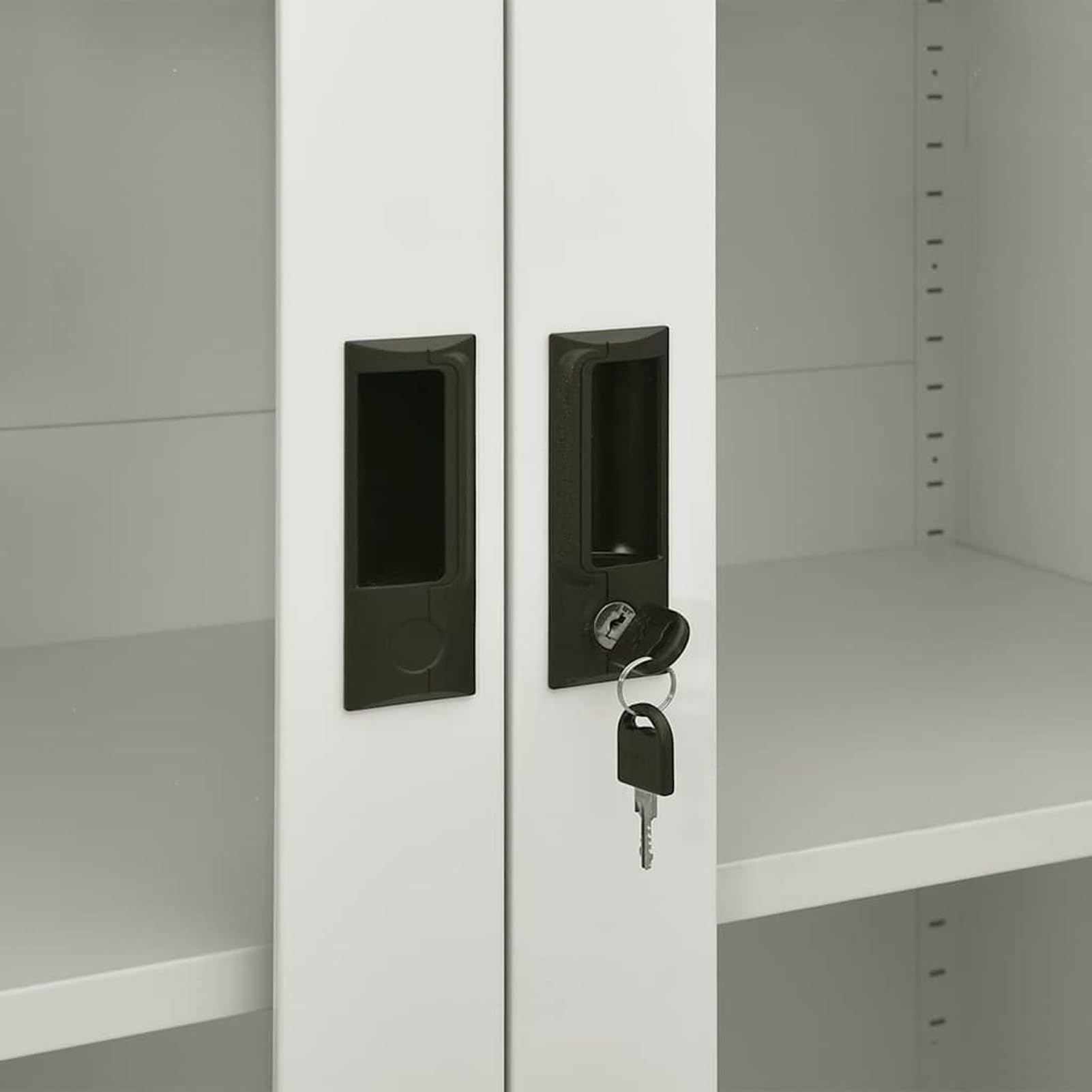 Gecheer Armadio per ufficio, schedario con 3 ripiani regolabili e 2 serrature, 90x40x180 cm, acciaio e vetro temperato, mobile per documenti for organizzazione ufficio e archiviazione