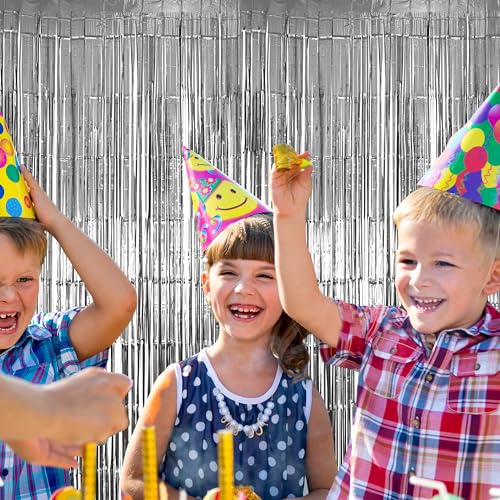 Image of Hampton Distribution 10 Pack Silver Foil Fringe Curtains, Silver Tinsel Backdrop Party Curtains, Party Decorations Supplies for Birthday, Holidays, Parties & More