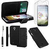 ebestStar   Coque Compatible avec Samsung S4 Galaxy i9500 i9505 Etui PU Cuir Housse Portefeuille Porte Cartes Support + Mini Stylet + 3 Films d'écran, Noir [Appareil: 136.6 x 69.8 x 7.9mm, 5.0'']