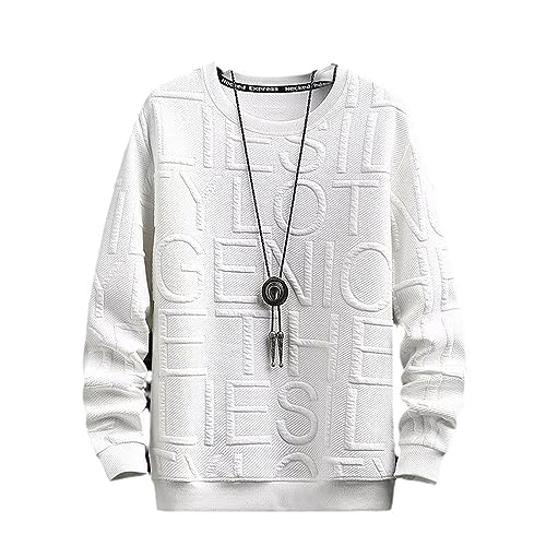 Xingfenly Men' Korean Casual Sweatshirt Streetwear Hip Hop Long Sleeve Shirts Men Trend Pullover Solid Loose