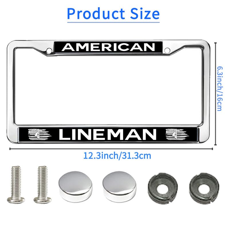 Image of American Lineman Custom Lineman License Plate Frame American Exclusive Stainless Steel License Plate Frame Custom Auto Parts