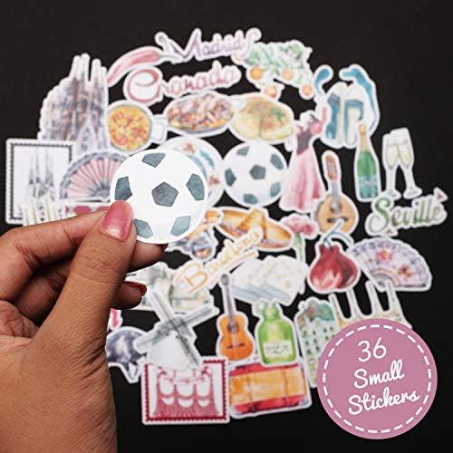 Navy Peony Sophisticated Spain Travel Stickers (36 Pack) - Cute, Waterproof, Small | Aesthetic Adventure Decals for Water Bottles, Laptops, Scrapbook