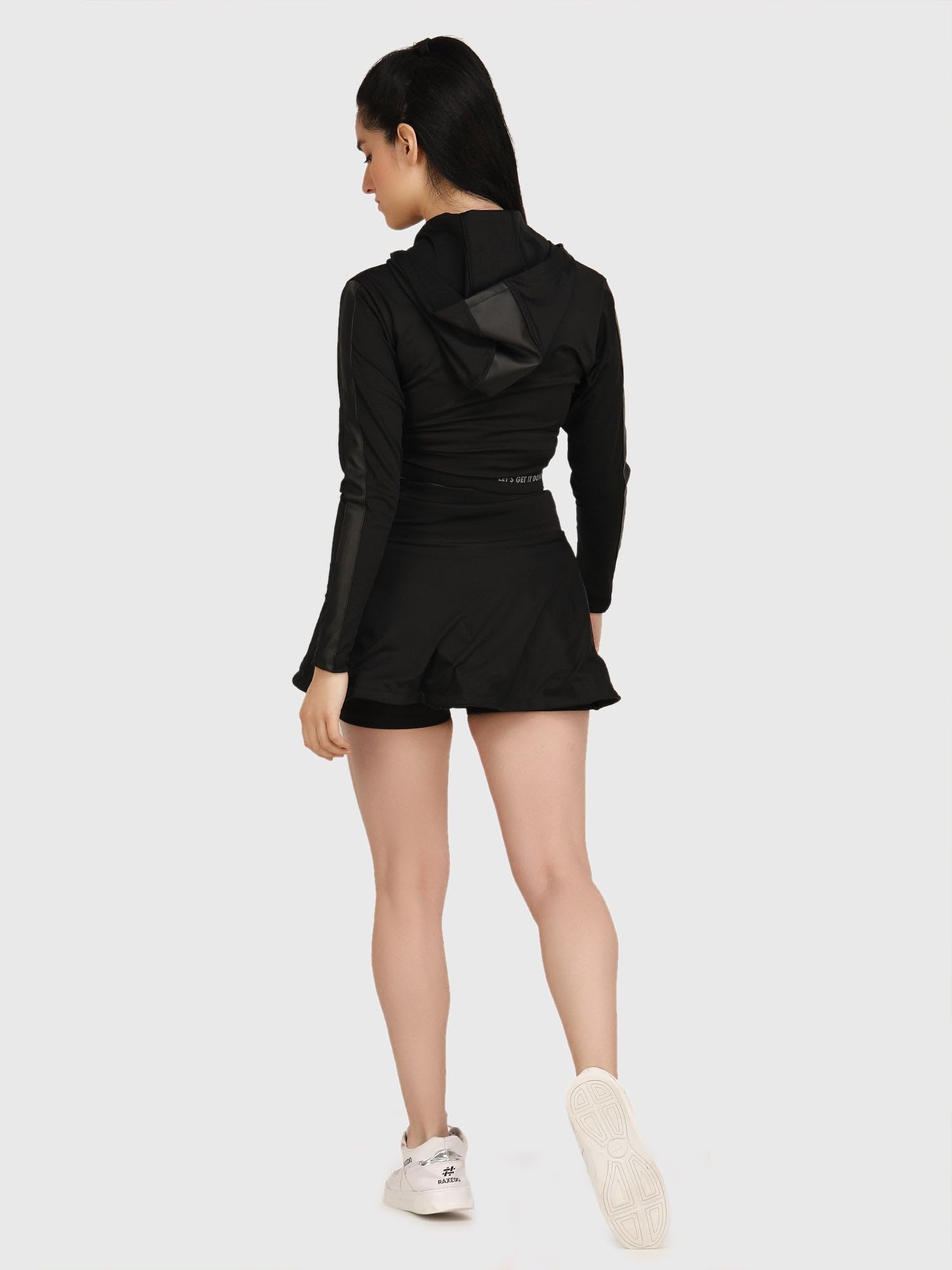 RAXEDO Mid-Waisted Black Sport Skirts for Women | Comfortable Athletic Wear for Gym & Outdoor Activities | Cotton Lycra Fabric (Small) - Image 4 thumbnail