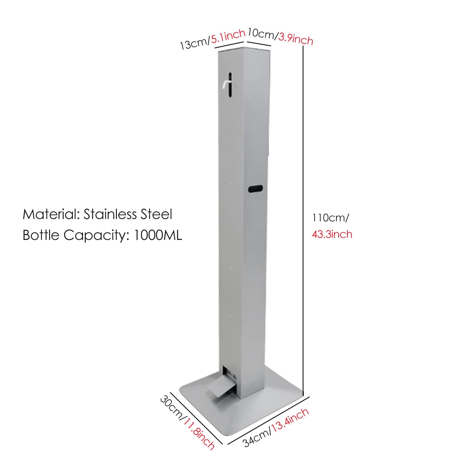 Dispenser gel disinfettante mani Dispenser Di Igienizzante Per Mani Da Terra, Pedale Touchless Supporto Per Sapone Per Mani, Indipendente Stazione Di Sanificazione Per Uffici E Uso Commerciale ( Color