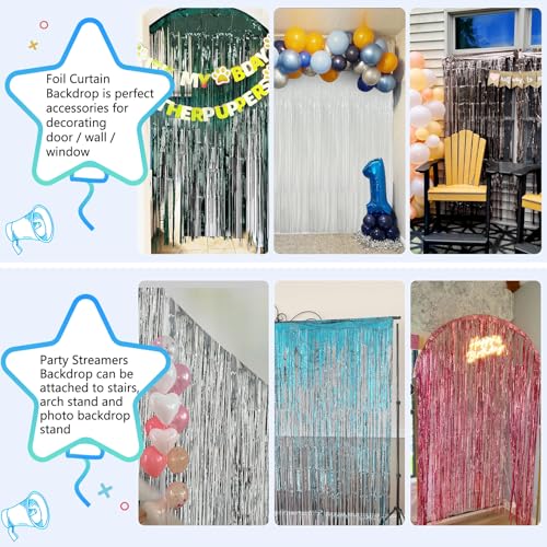 JEBUTU Party Streamers Decorations Fringe Backdrop Party Tinsel Foil Curtain Glitter Backdrop - Image 9