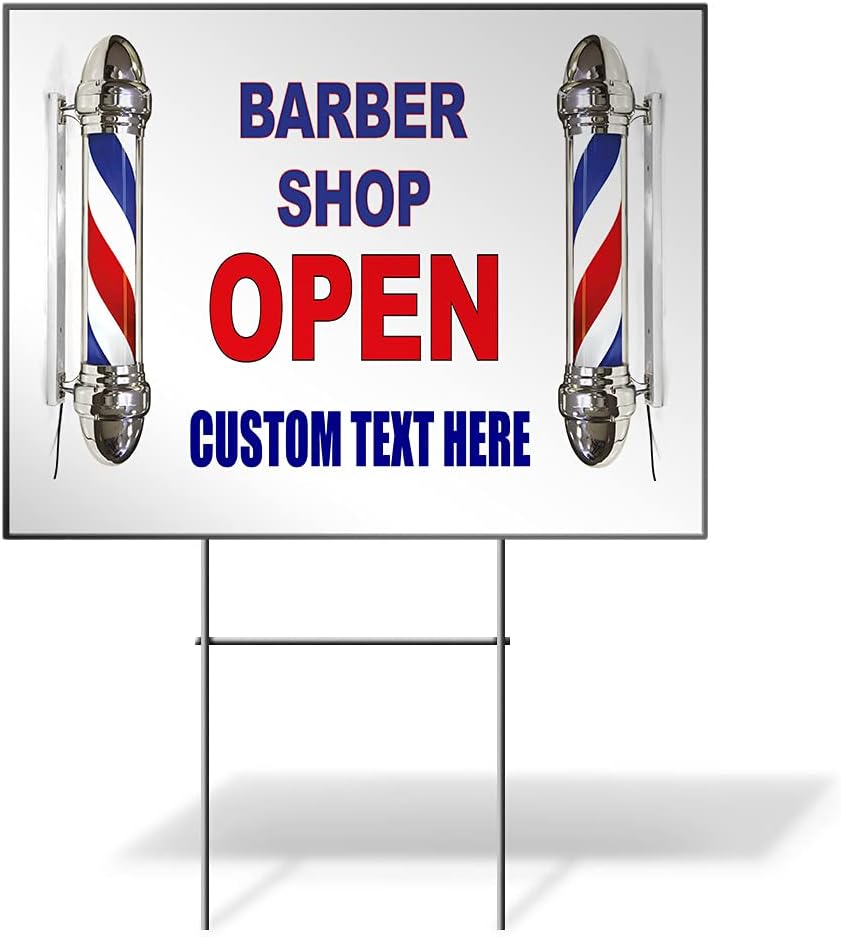 Custom Weatherproof Yard Sign Salon & Spa Barber Shop Open Advertising Printing Lawn Garden 18x12 Inches 1 Side Print Personalized Text Here