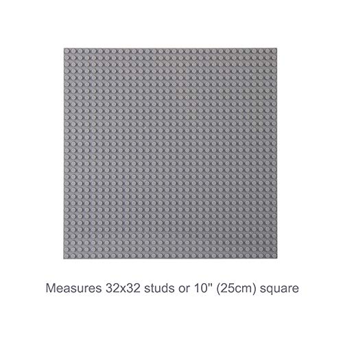 LVHERO Classic Baseplates for Building Bricks 100% Compatible with Major Brands - Baseplate, 10" x 10", Pack of 16 (Gray