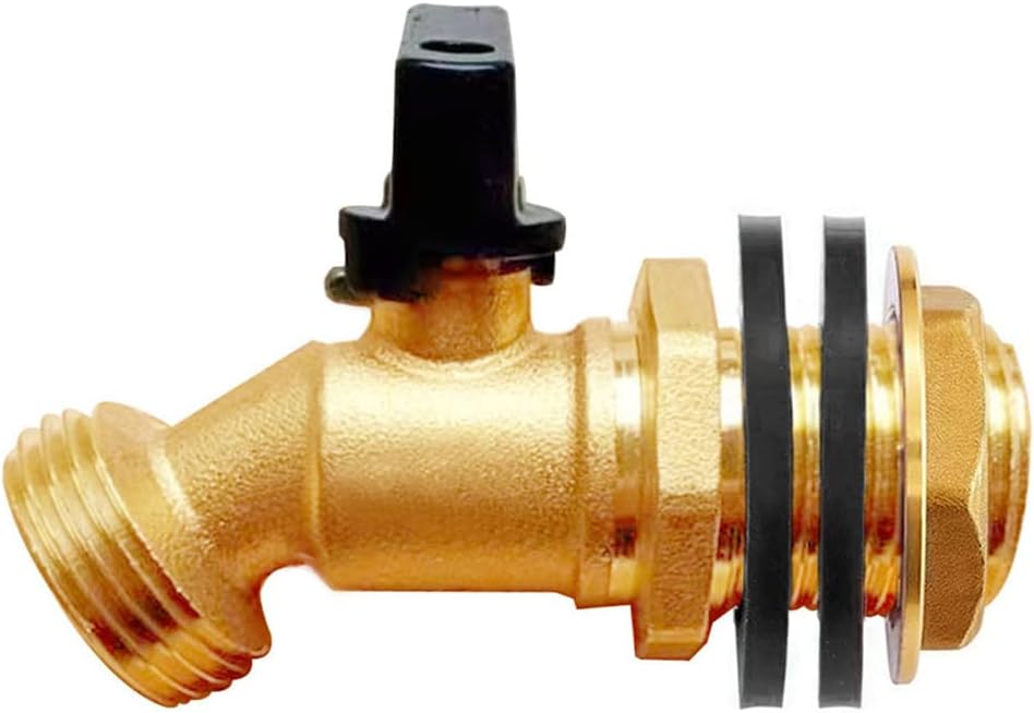 Uenede Brass Water Container Rain Barrel Faucets Spigot 1/2" Male Thread Inlet to 3/
