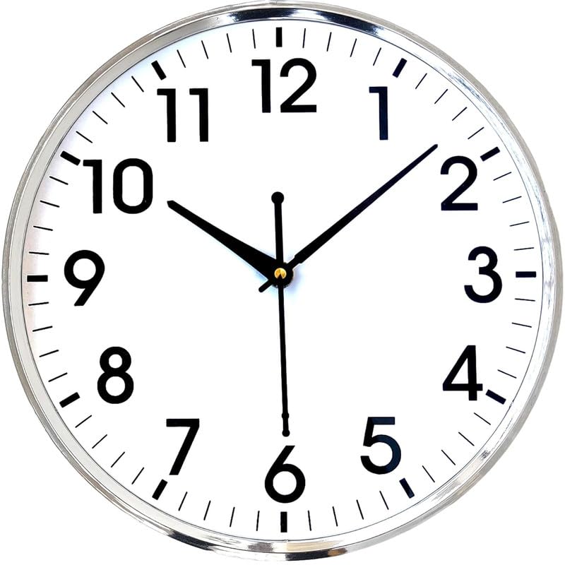 Decorative Wall Clock with Plastic Frame|Round Clock|12 Inches White|White Round Clock-image-33