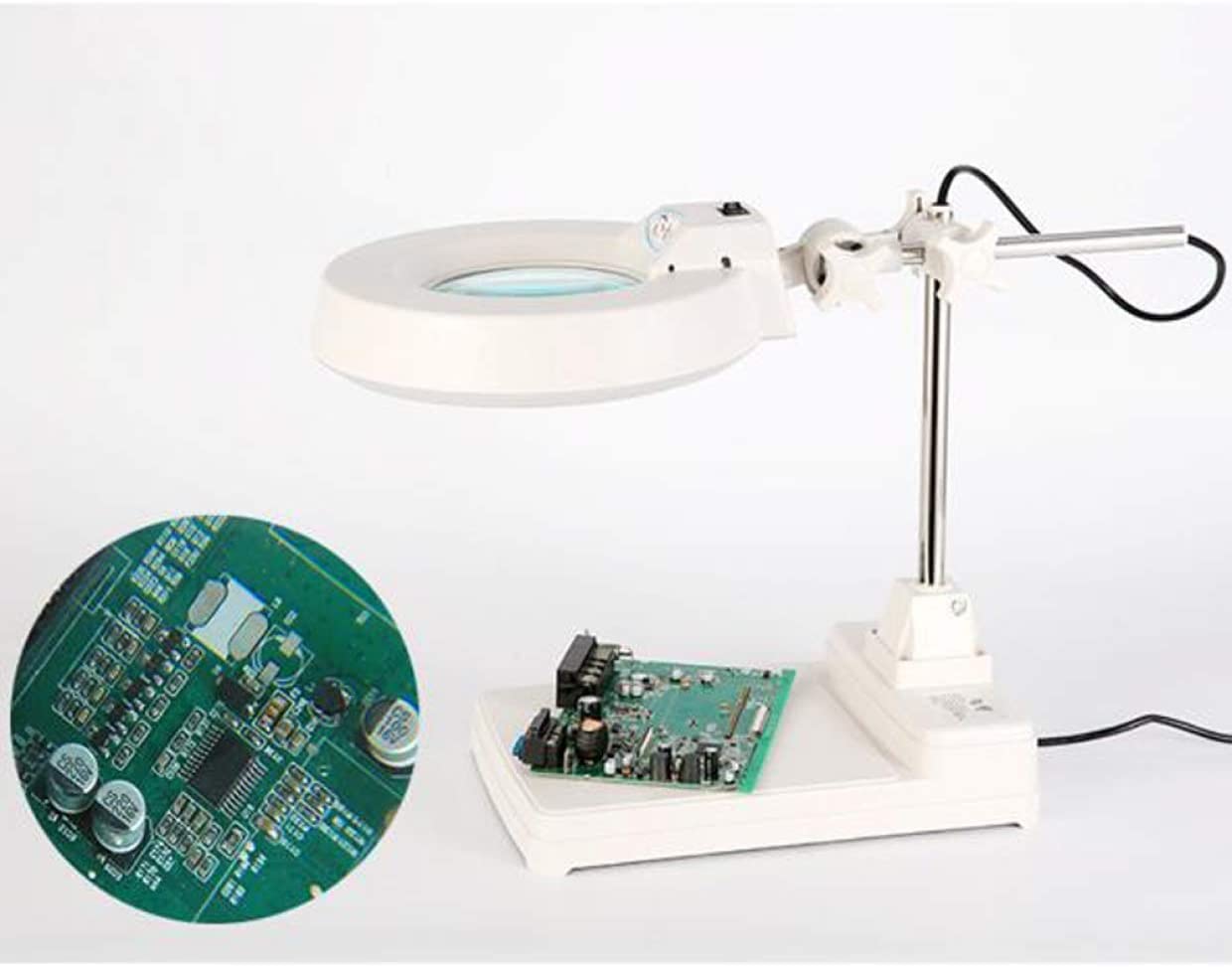 Lampa powiększająca biurkowa 2w1 ze światłem LED Regulowane ramię Lampa powiększająca HD Lekka soczewka powiększająca Składana lupa dla osób starszych Czytaj Inżynieria elektroniczna / 10X Ciekawe