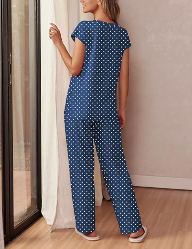 Image of Ekouaer Womens Pajama Sets Cap Sleeve Sleepwear Tops and Long Pants Comfy Pjs 2 Piece Lounge Set with Pockets S-XXL