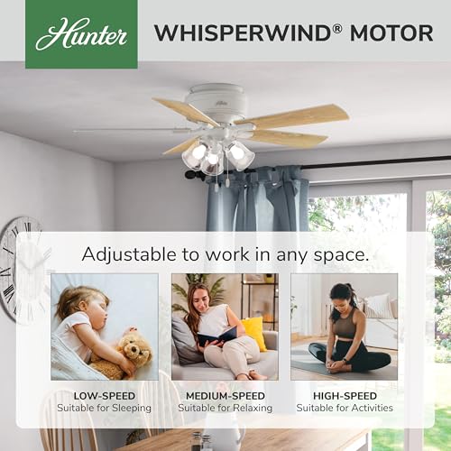 Image of Hunter Crestfield, Indoor, Ceiling Fan, Quiet, 52 inch, Fresh White