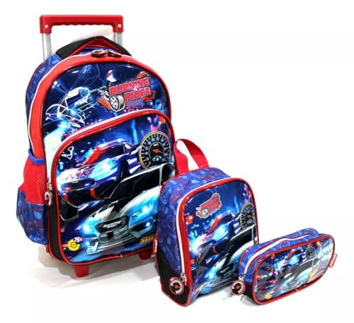 Kit Mochila Wheels Burning Rider Carros Veloz G Rodinhas