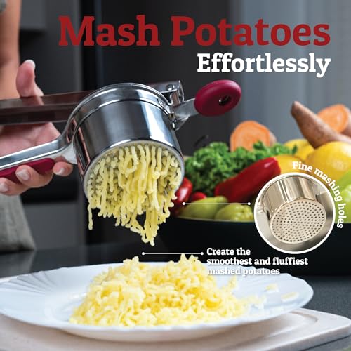 image for PriorityChef Large 15oz Potato Ricer With 3 Discs, Heavy Duty Stainles