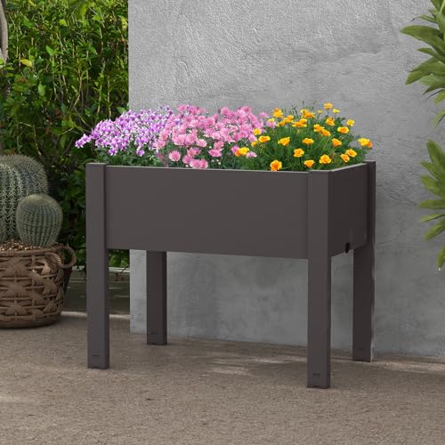 Toolsempire Raised Garden Bed Outdoor, Elevated Planter Boxes with Legs & Water Level Indicator, Garden Box Self-Watering Raised Beds for Gardening, Balcony & Deck (Coffee)