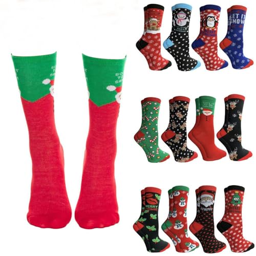 Yacht & Smith 12 Pairs Christmas Fuzzy Socks Womens Holiday Slipper Sock Furry Bulk Gift Holiday Stocking Stuffer (Christmas Socks Womens)