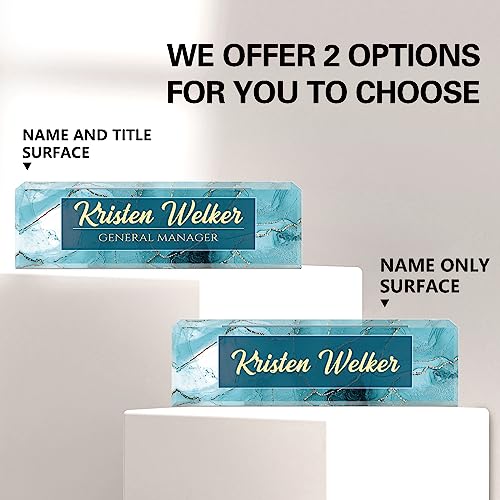 Image of Name Plate for Desk, Desk Name Plate Personalized, Cyan Office Decor for Women Men, Acrylic Desktop Accessories, Office Gifts for Boss Nurse Teacher Coworker, Employee Appreciation Gift (Cyan Coast)