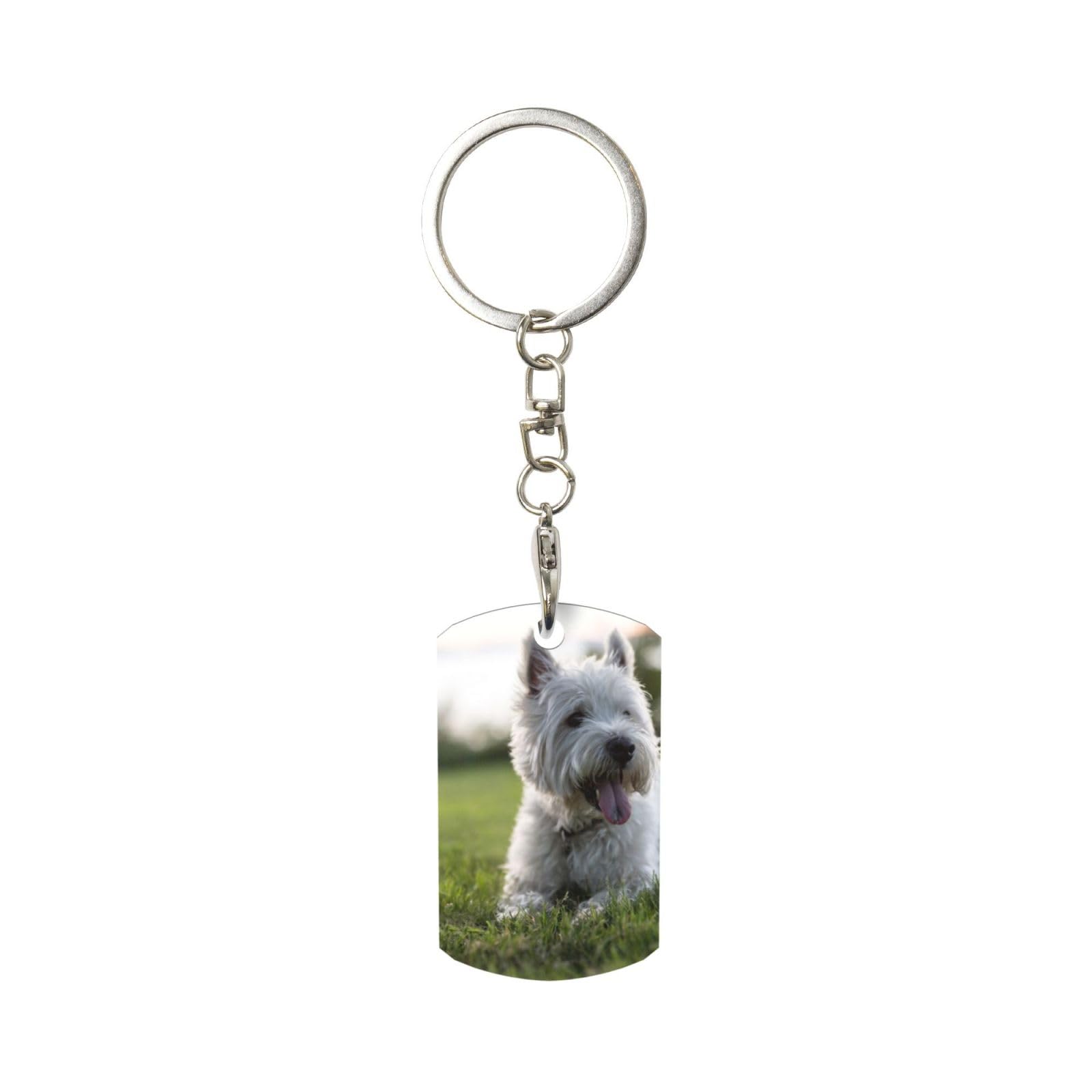 Inomak Unisex As Picture Westie Lawn West Highland White Terrier Dogs, Rectangular Metal Keychain, Metal Keychains Keyring Key Chain Ring Holder Organizer 1 Pc