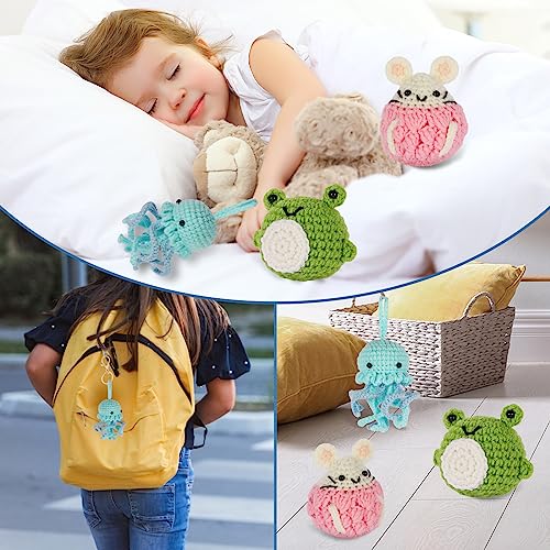 Nutgun Kit de crochet pour débutants, adultes et enfants, ensemble complet de crochet pour faire 3 animaux, comprend du fil, des yeux, du rembourrage, un crochet, des instructions étape par étape et – vue 7