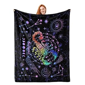 JASUTOT Scorpio Constellation Blanket Zodiac Sign Throw Blanket Astrology Flannel Throw Blanket Constellation Gifts Blanket for Women Men 50″X40″