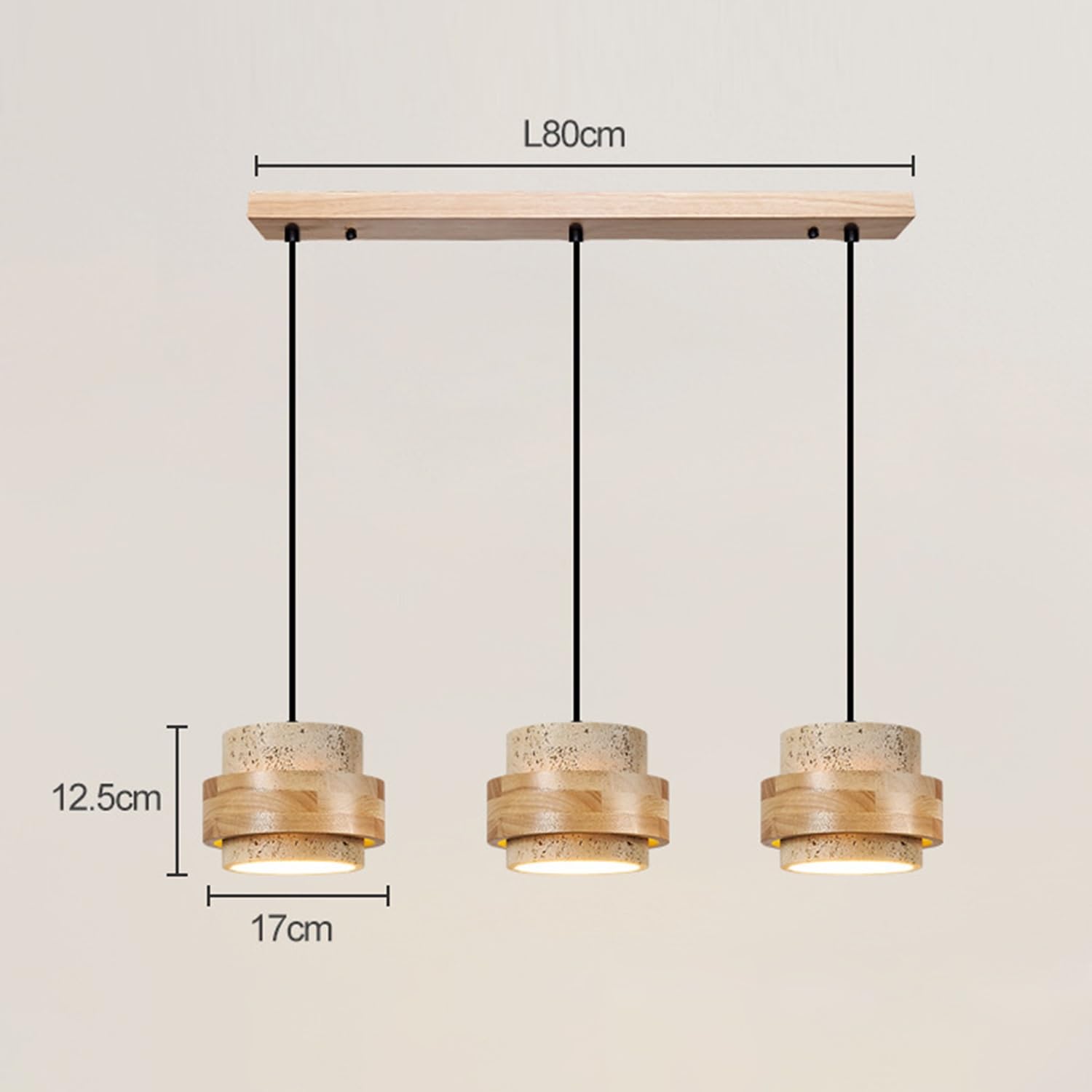 Lámpara Colgante De Travertino 3 Luces Lámpara Araña Cilíndrica De Piedra Natural Lámpara Wabi-Sabi Moderna Para Comedor Cocina Salón Dormitorio E27 Altura Ajustable Lámpara De Techo(Amarillo,B)